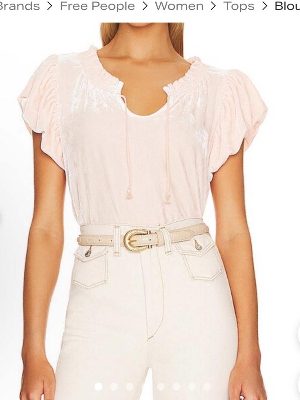 Free People Soft Pale Pink Ruffle Sleeve Blouse